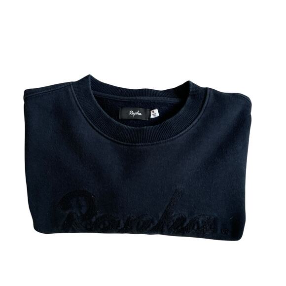 Rapha Chain Stitch Crew Neck Cotton Logo Sweatshirt Black Men's Medium - Picture 5 of 16